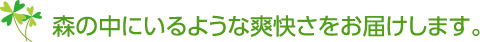 森の中にいるような爽快さをお届けします。